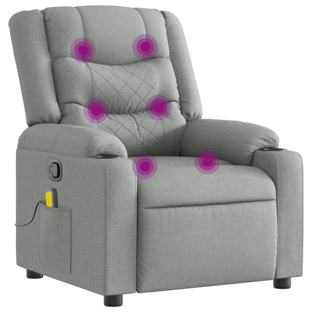 Massage Recliner Chair Light Grey Fabric 374130