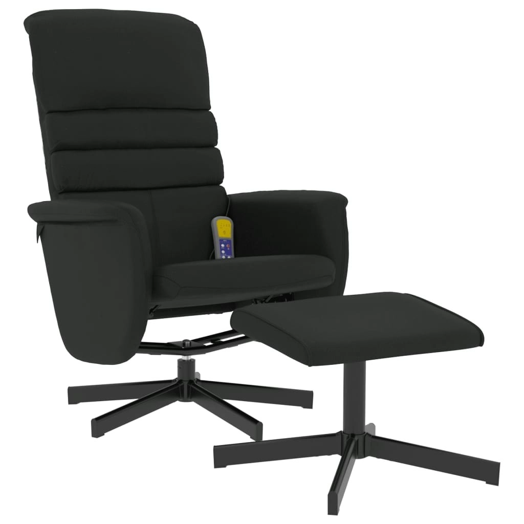 Massage Recliner Chair with Footstool Black Faux Leather 356715