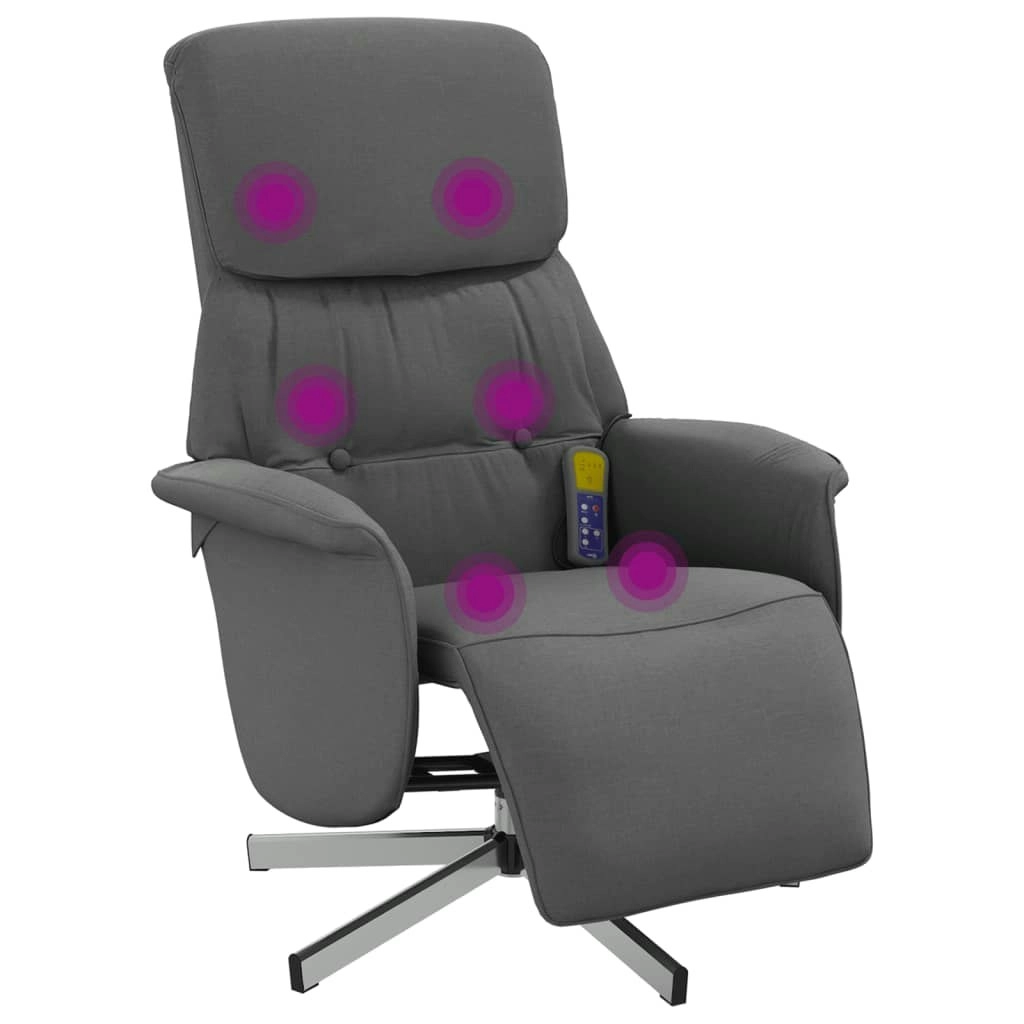 Massage Recliner Chair with Footrest Dark Grey Fabric 356670