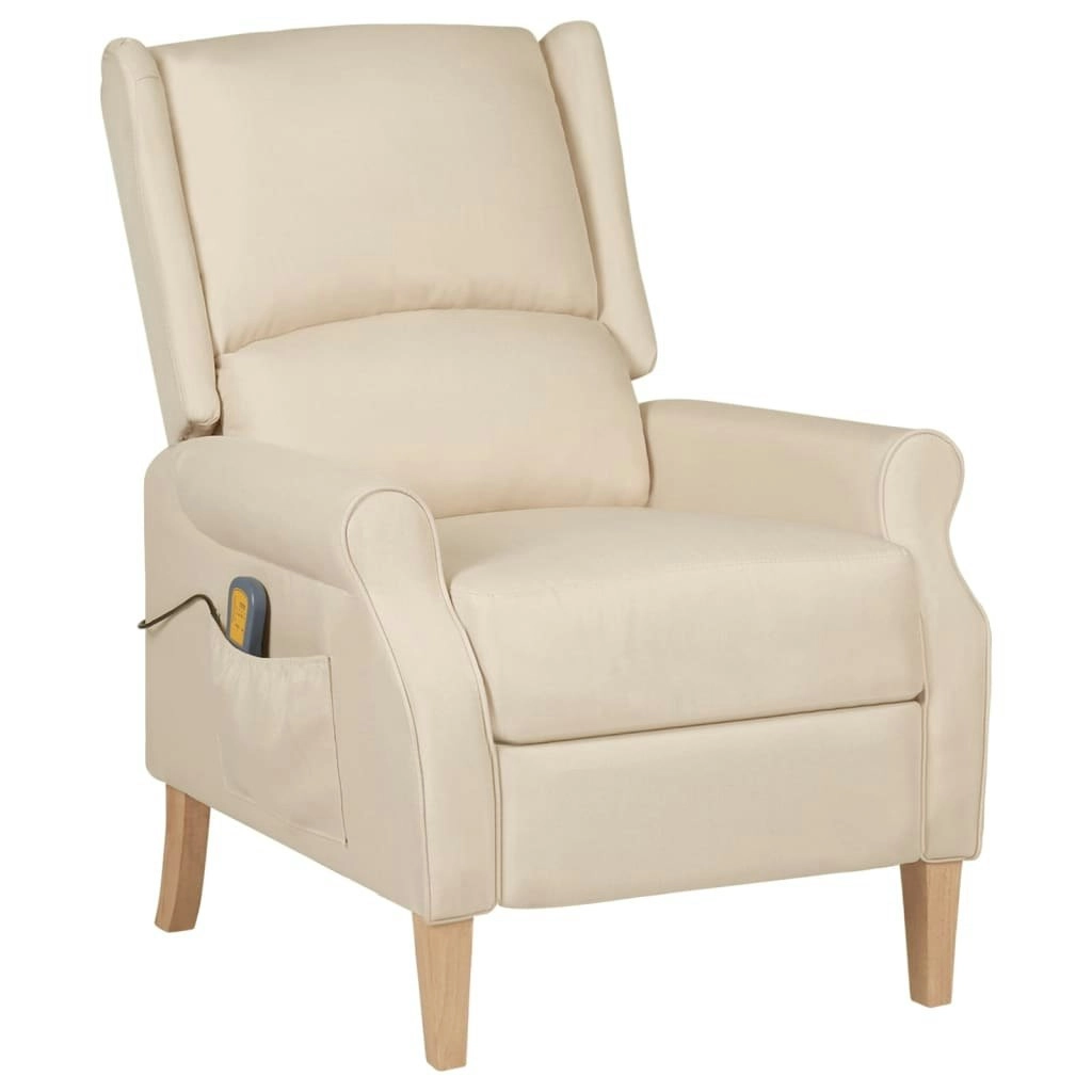 Massage Reclining Chair Cream Fabric 329277