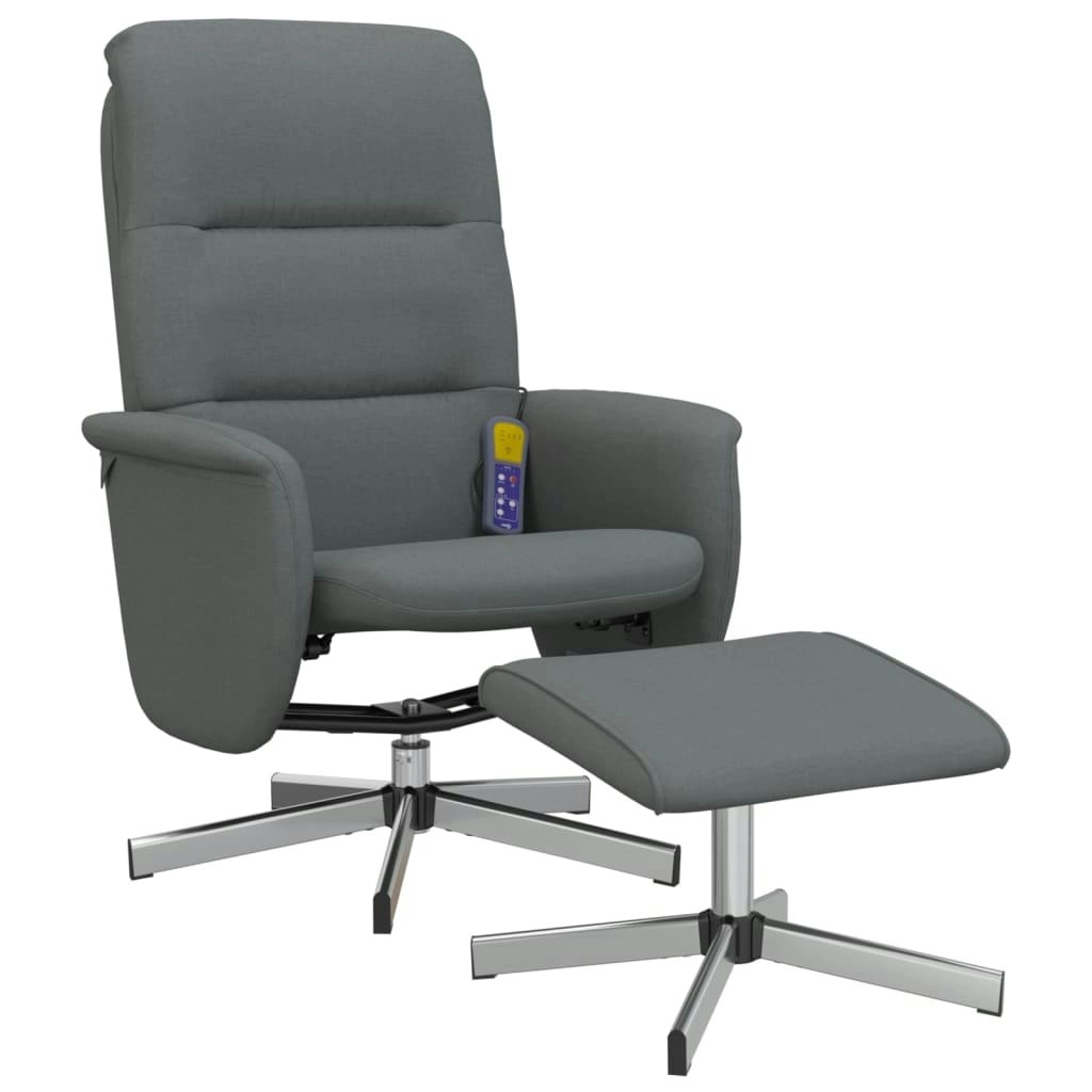 Massage Recliner Chair with Footstool Dark Grey Fabric 356583