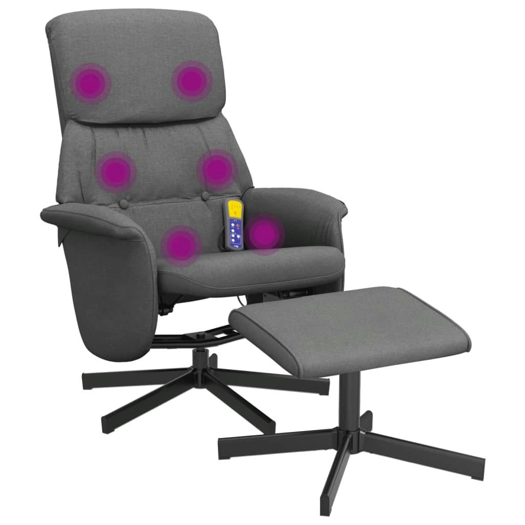 Massage Recliner Chair with Footstool Dark Grey Fabric 356679