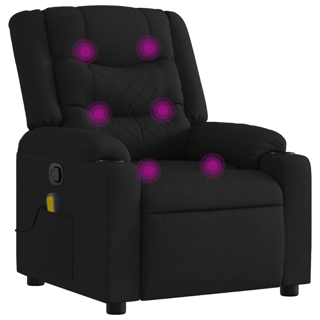 Massage Recliner Chair Black Fabric 3206837