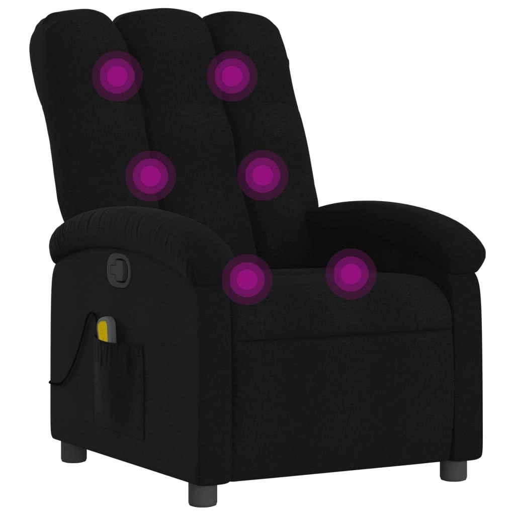 Massage Recliner Chair Black Fabric 371741