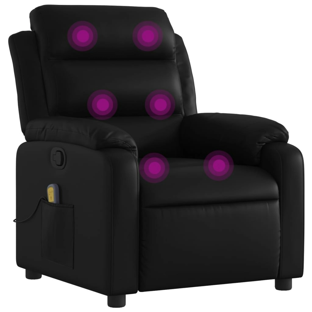 Massage Recliner Chair Black Faux Leather 3205744