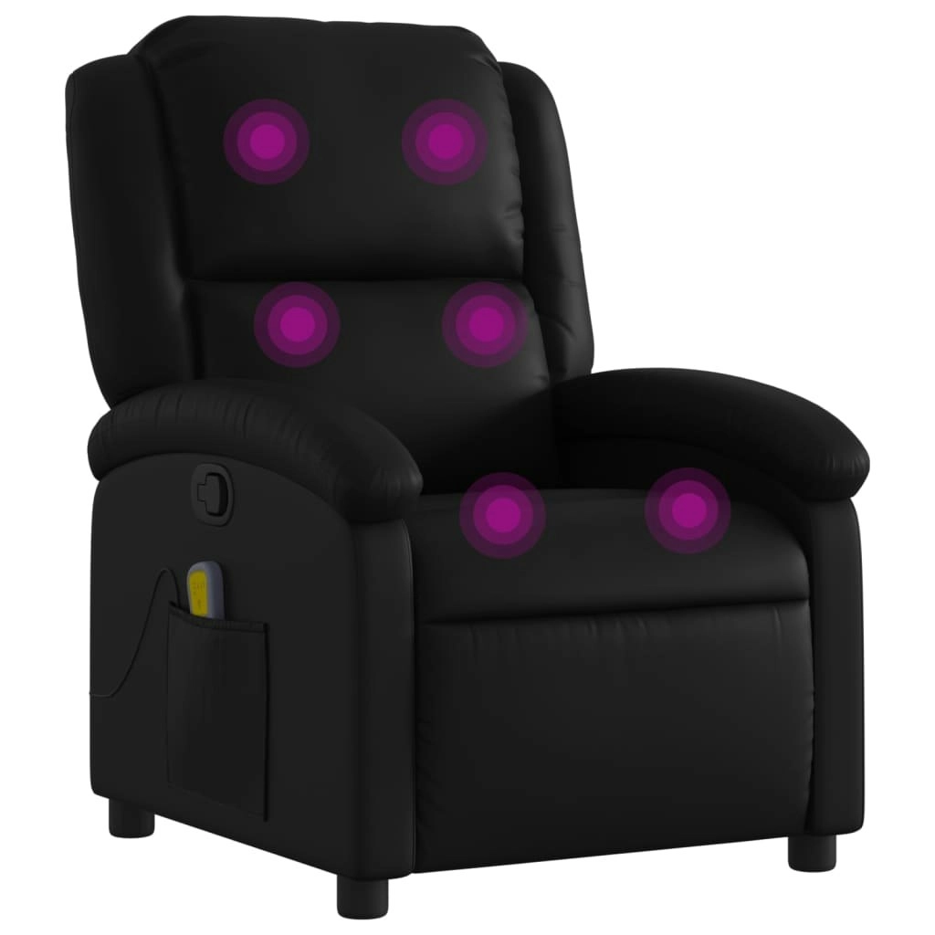 Massage Recliner Chair Black Faux Leather 3205447