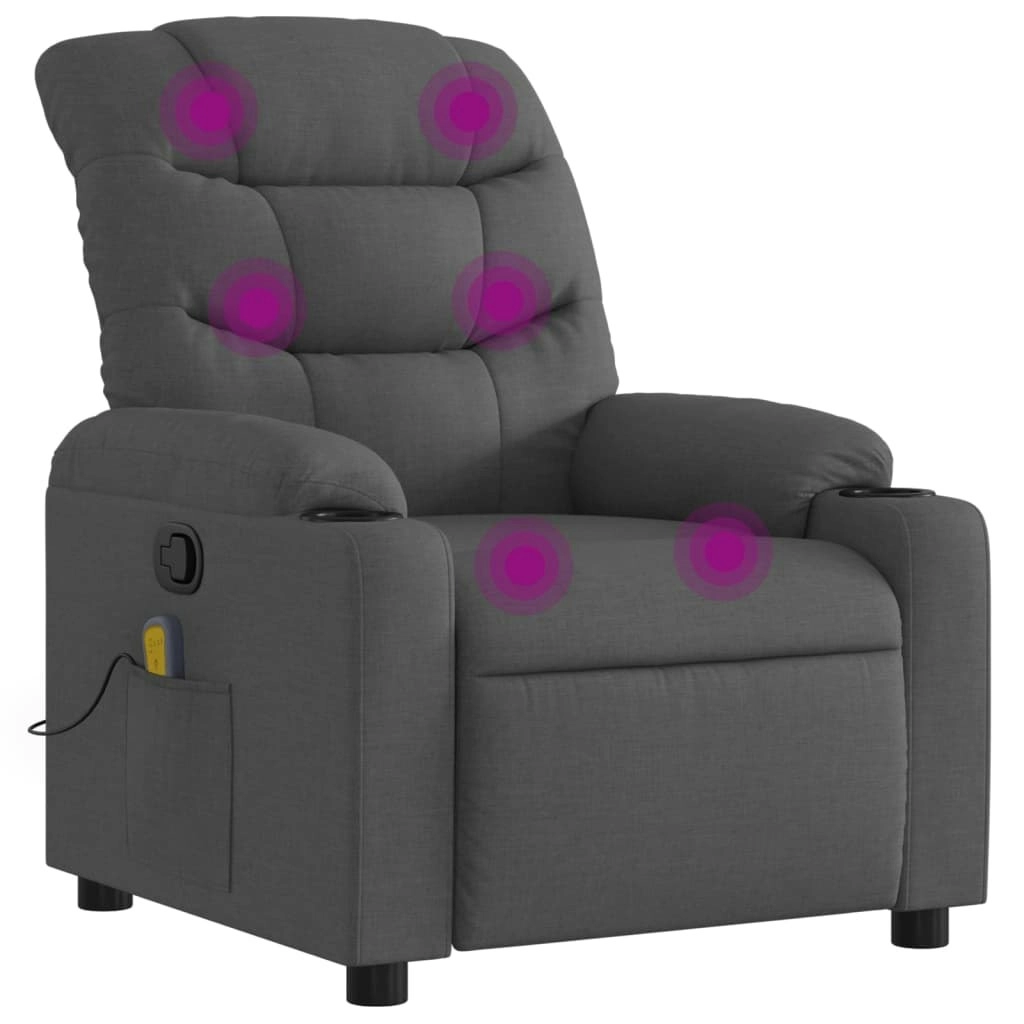 Massage Recliner Chair Dark Grey Fabric 3206852