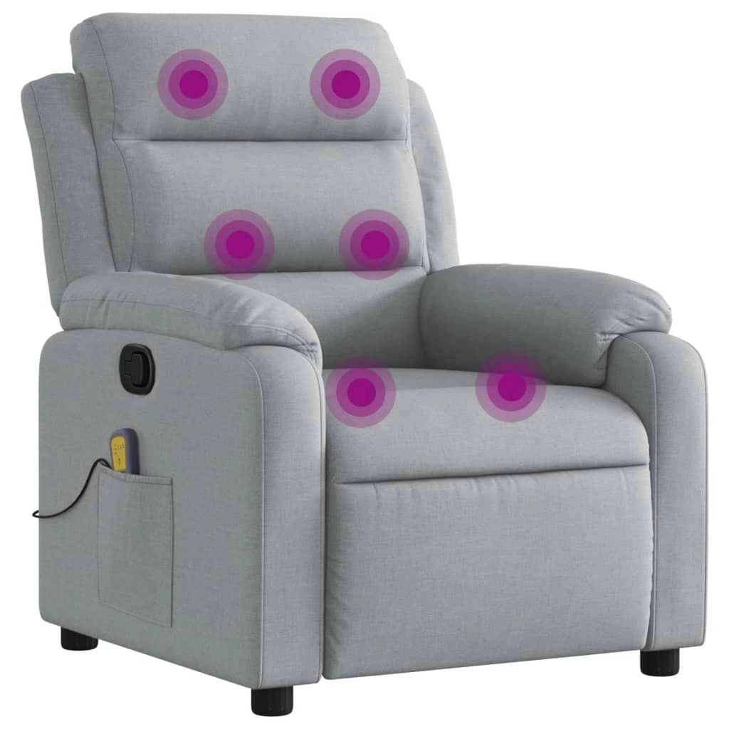 Massage Recliner Chair Light Grey Fabric 373474