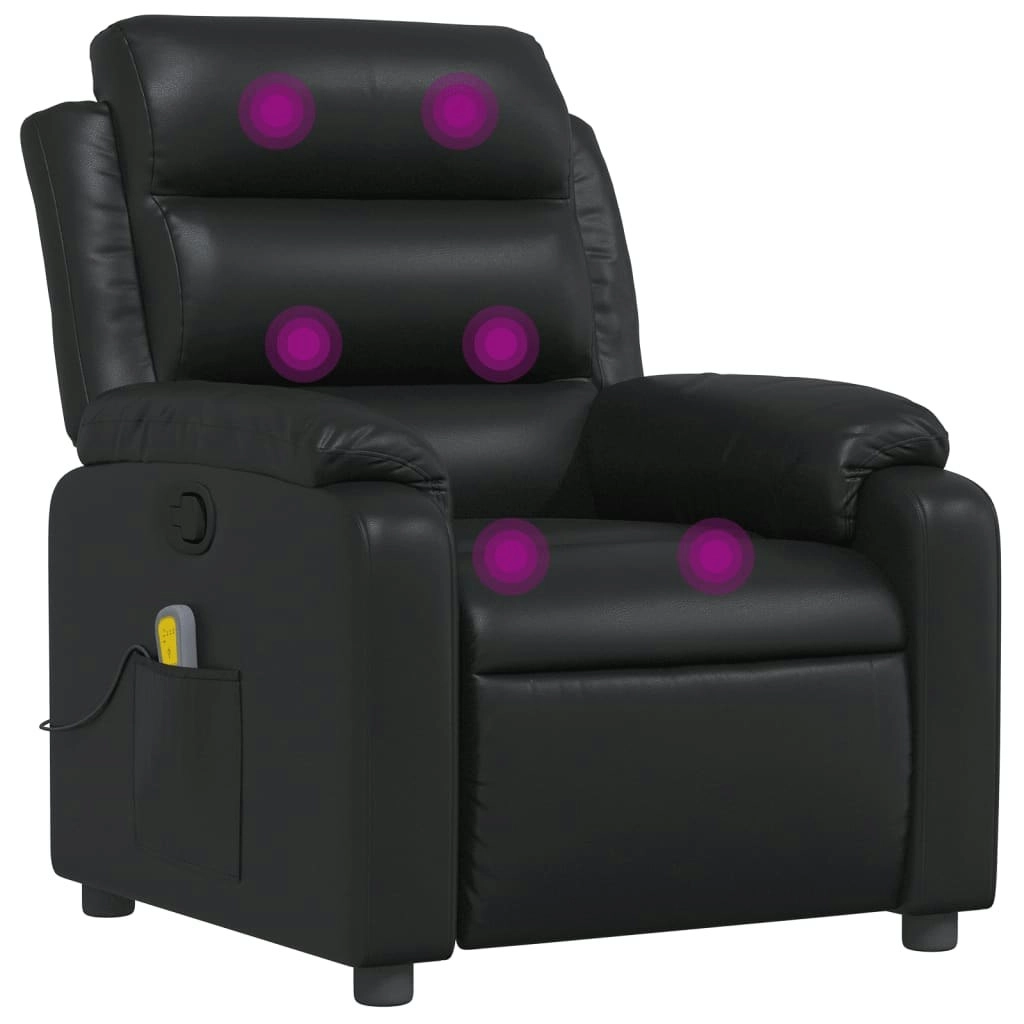 Massage Recliner Chair Black Faux Leather 373493