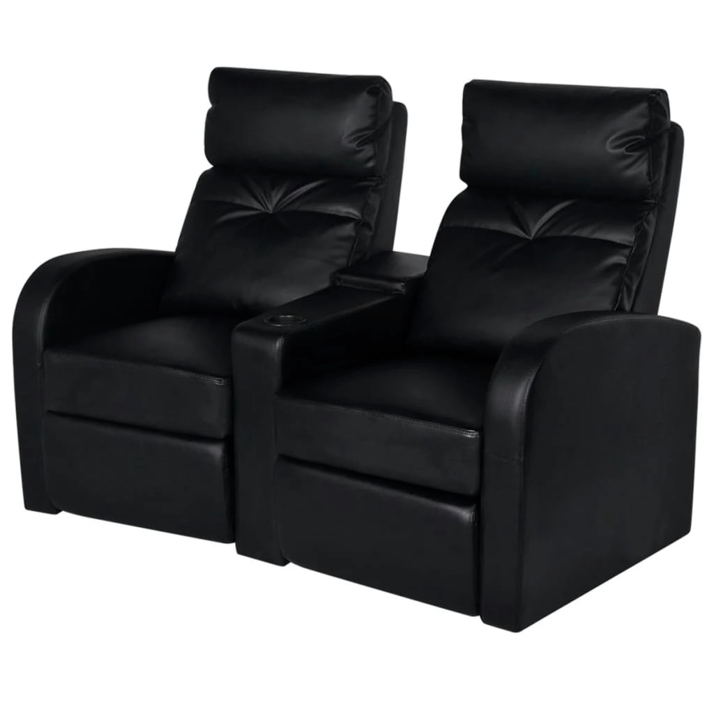 Recliner 2-seat Artificial Leather Black 242000