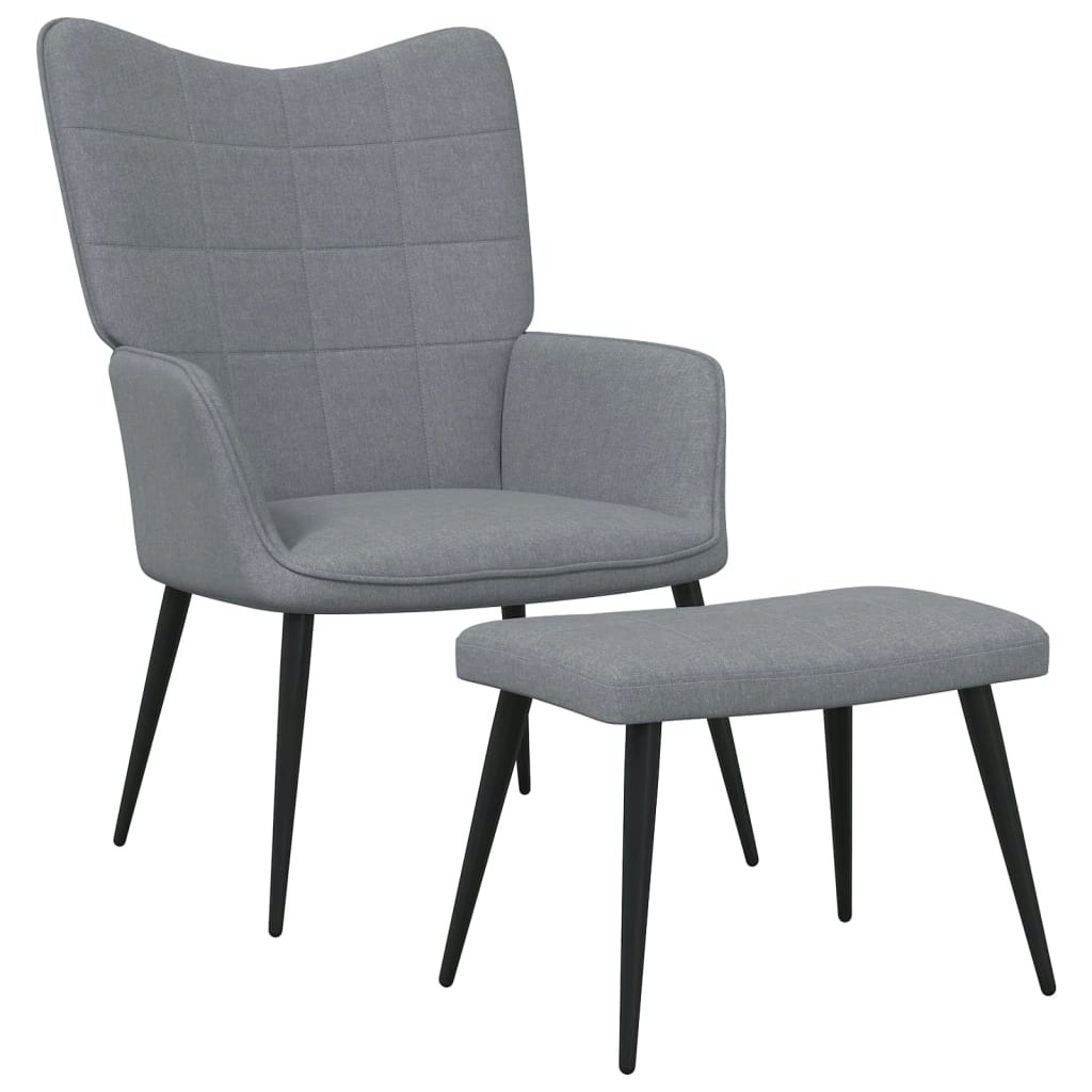 Relaxing Chair with a Stool Light Grey Fabric 327952