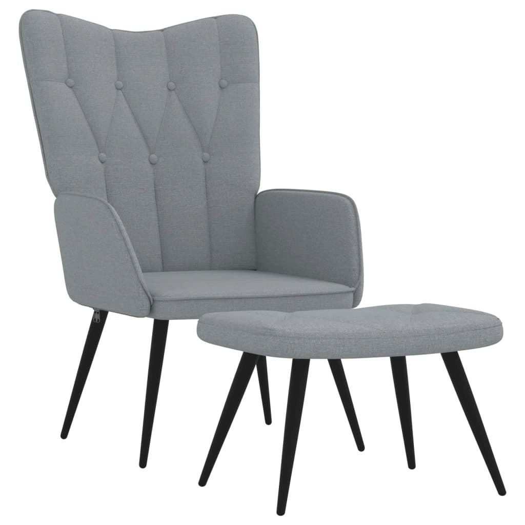 Relaxing Chair with a Stool Light Grey Fabric 327556