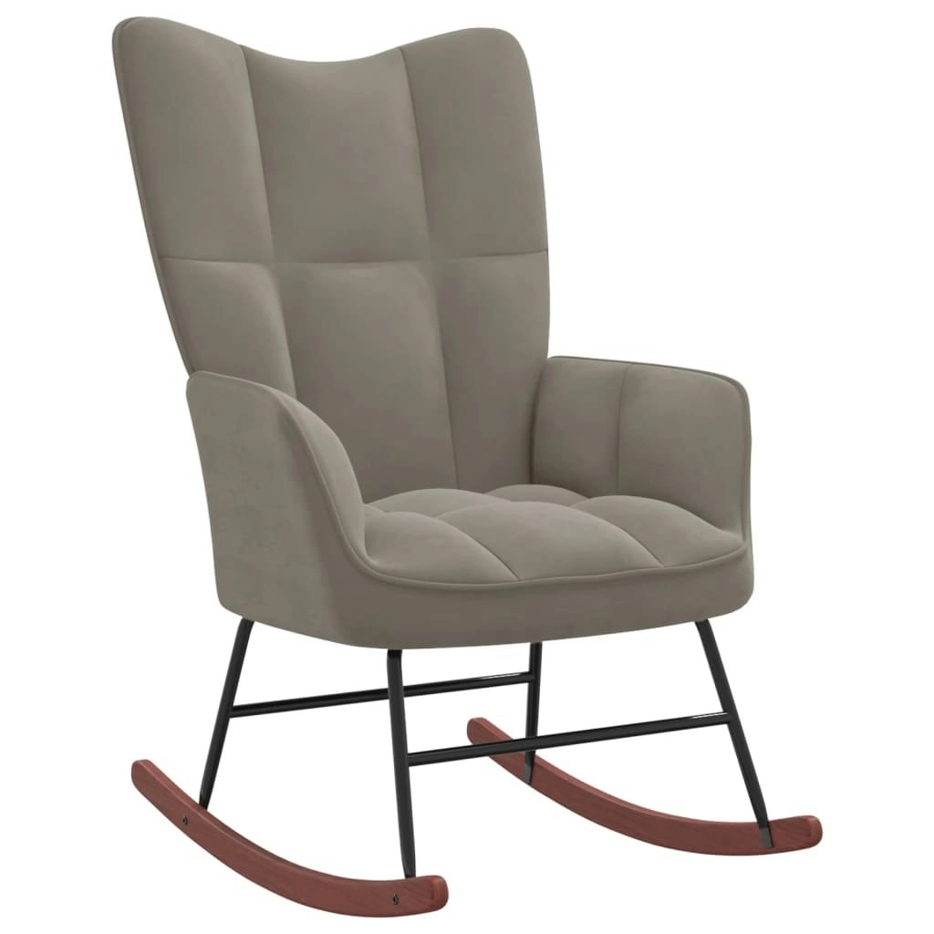 Rocking Chair Light Grey Velvet 328139