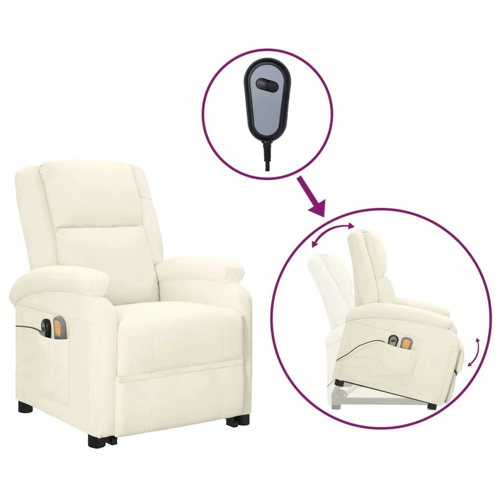 Stand up Massage Chair Cream Faux Leather 3152345