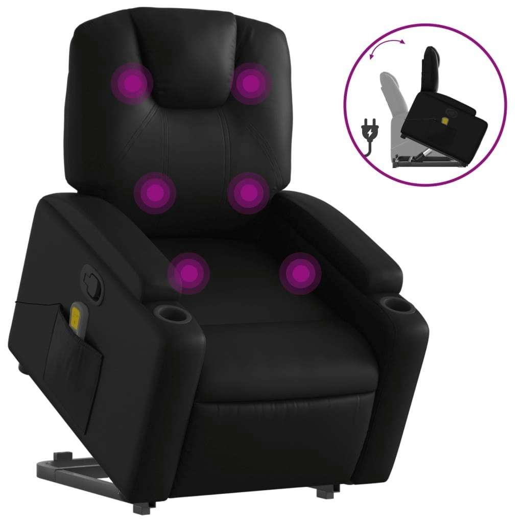 Stand up Massage Recliner Chair Black Faux Leather 3205555