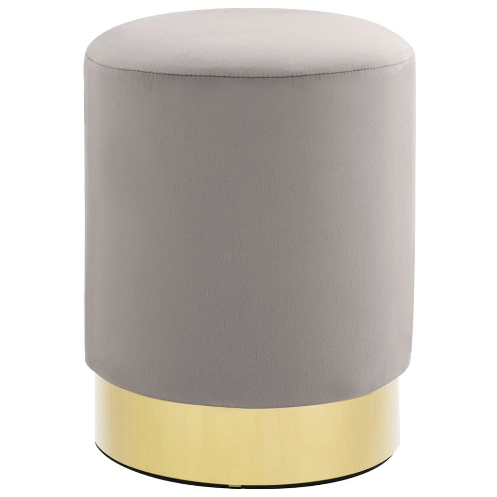 Stool Light Grey and Gold Velvet 249834