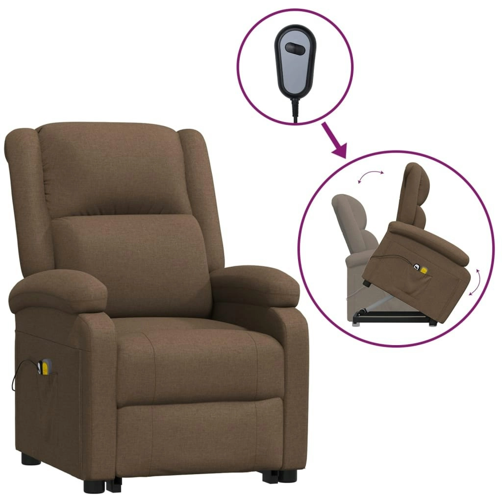 Stand up Massage Chair Brown Fabric 3152328