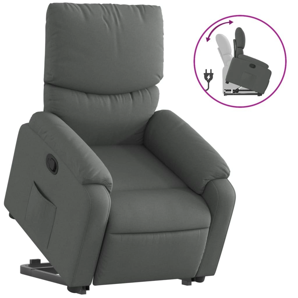 Stand up Recliner Chair Dark Grey Fabric 3205697