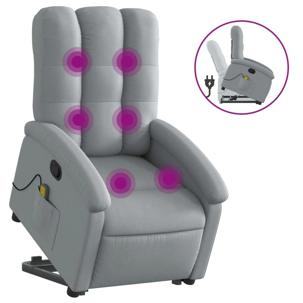 Stand up Massage Recliner Chair Light Grey Fabric 3205400