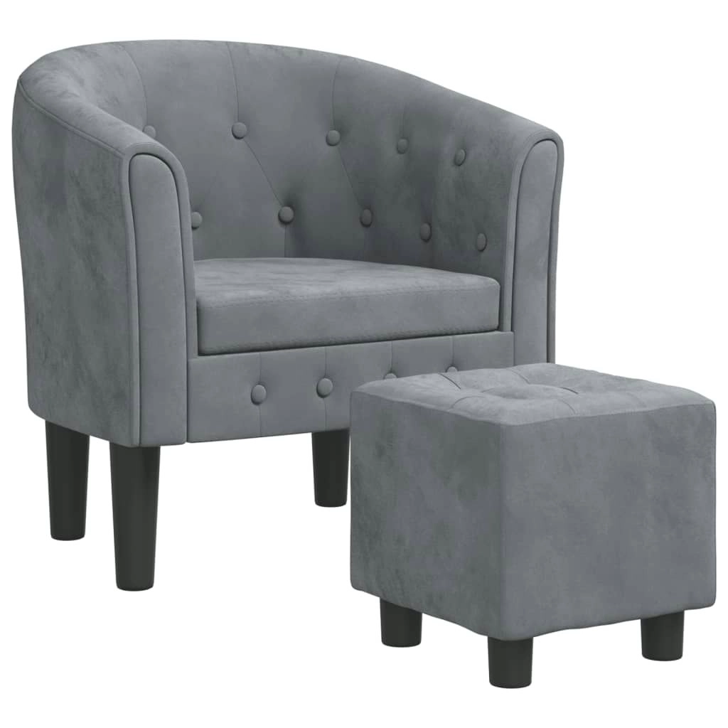 Tub Chair with Footstool Dark Grey Velvet 356478