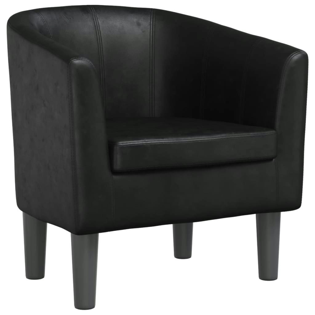 Tub Chair Black Faux Leather 356485