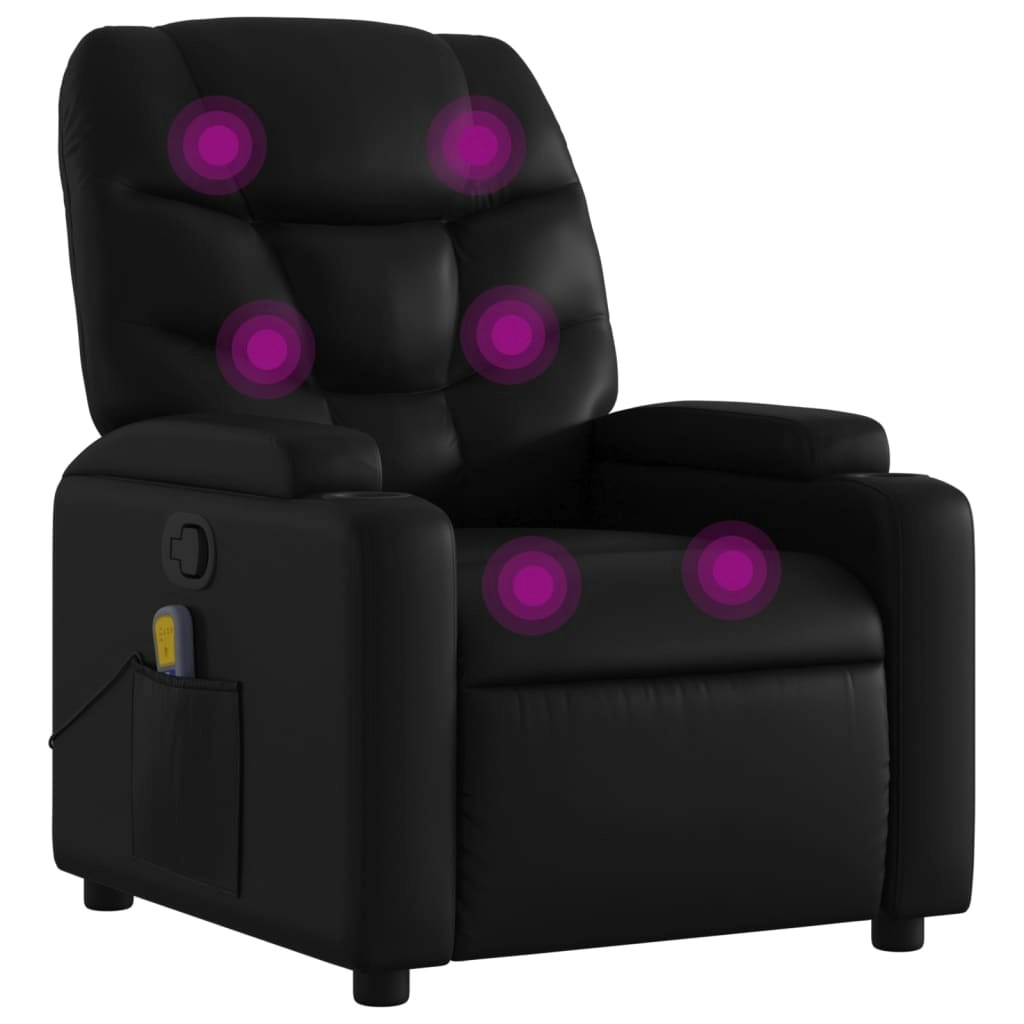 Massage Recliner Chair Black Faux Leather 3205643