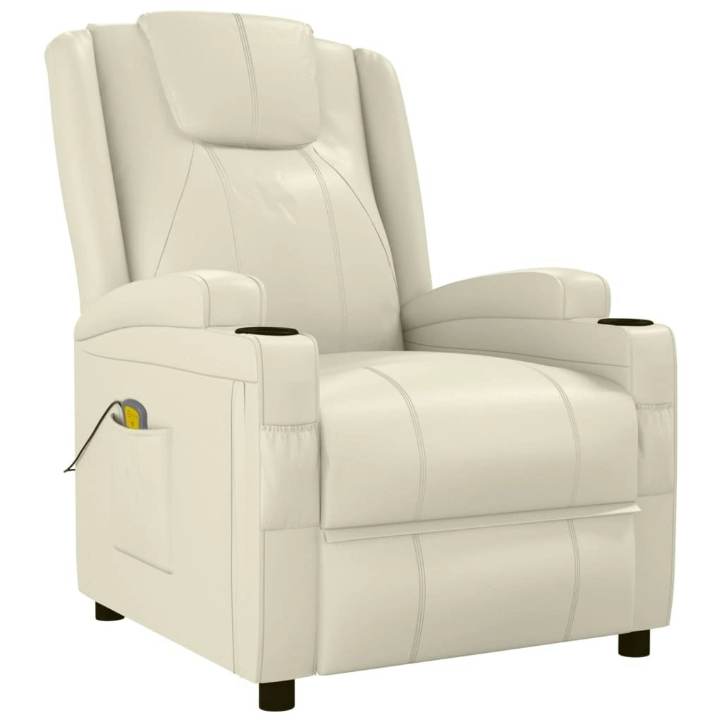 Massage Chair Cream White Faux Leather 342713