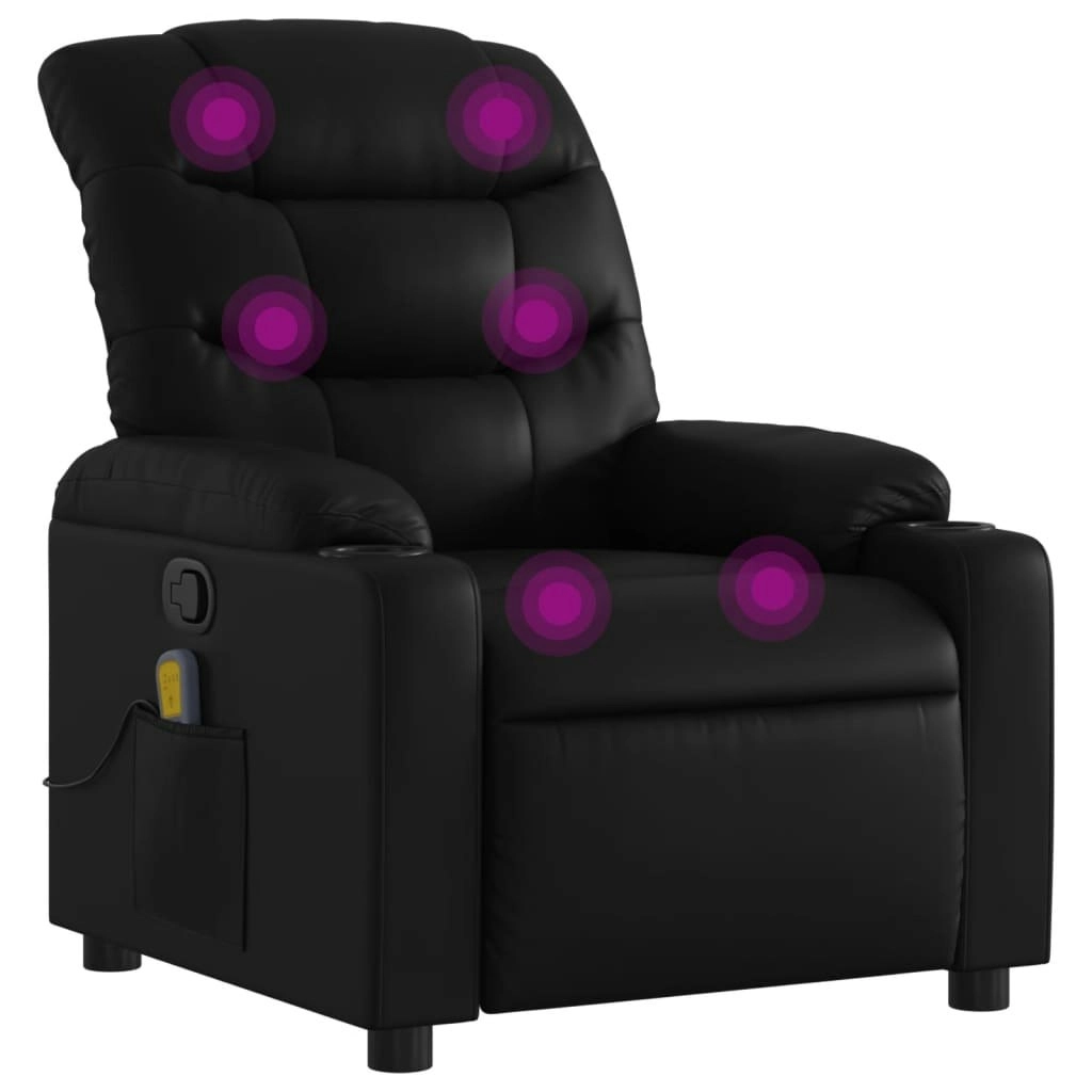 Massage Recliner Chair Black Faux Leather 3206847