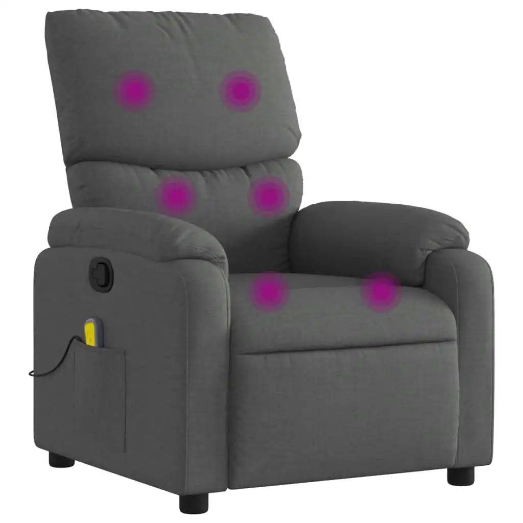 Massage Recliner Chair Dark Grey Fabric 3206097