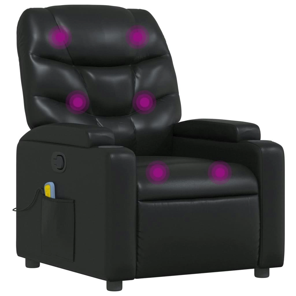 Massage Recliner Chair Black Faux Leather 372472