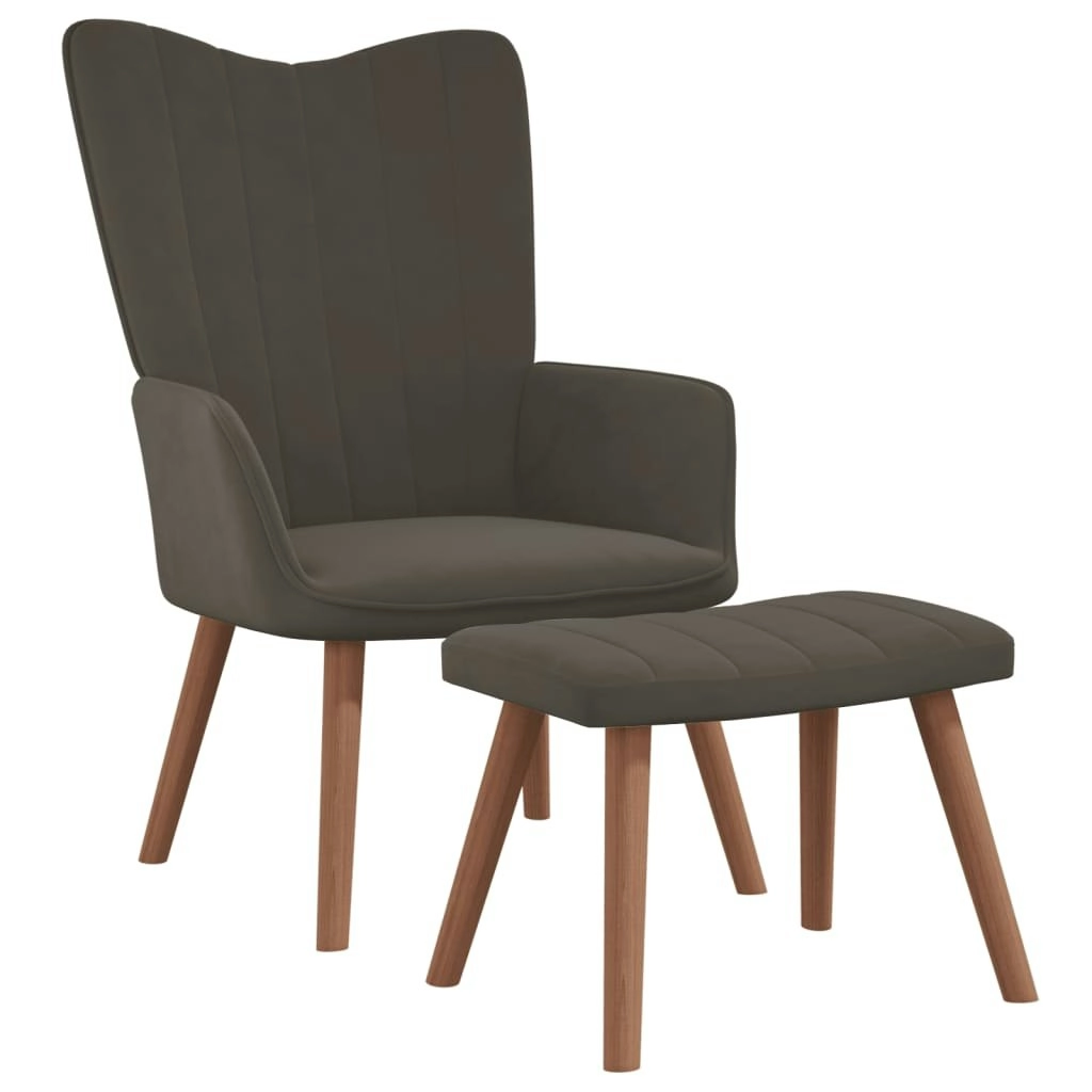 Relaxing Chair with a Stool Dark Grey Velvet 327667