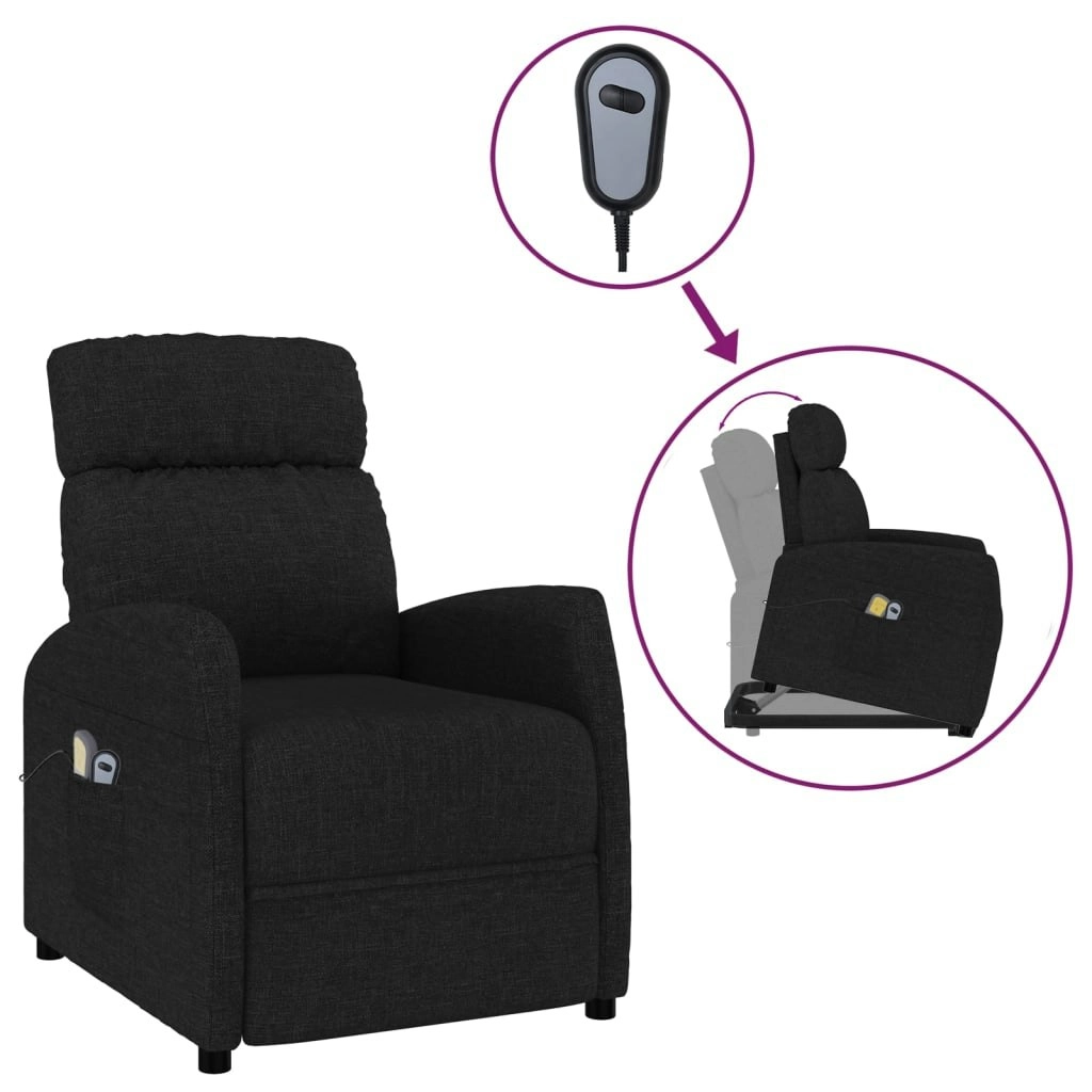 Stand up Massage Chair Black Fabric 3152227