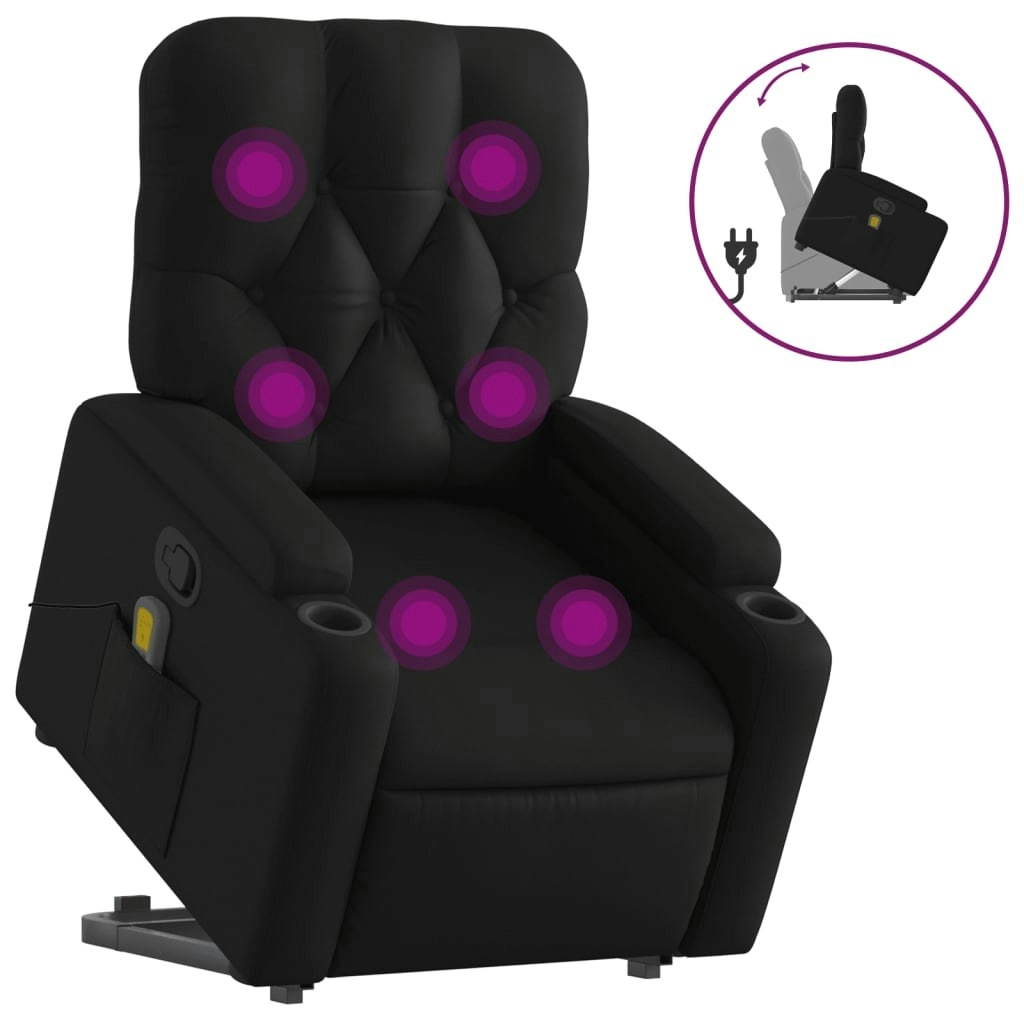 Stand up Massage Recliner Chair Black Faux Leather 3205678