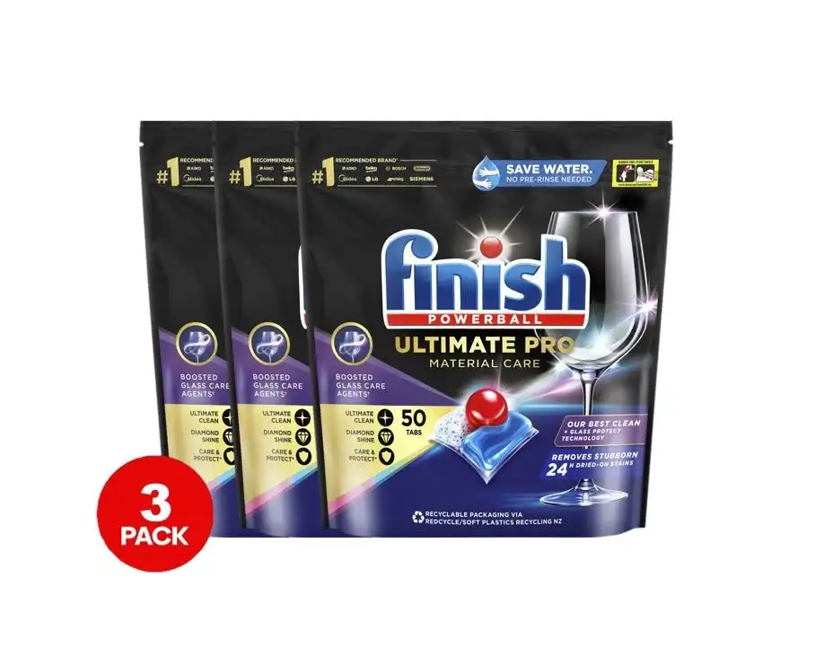 3x Finish Ultimate Plus Material Care Dishwasher Tablets 50 Pack