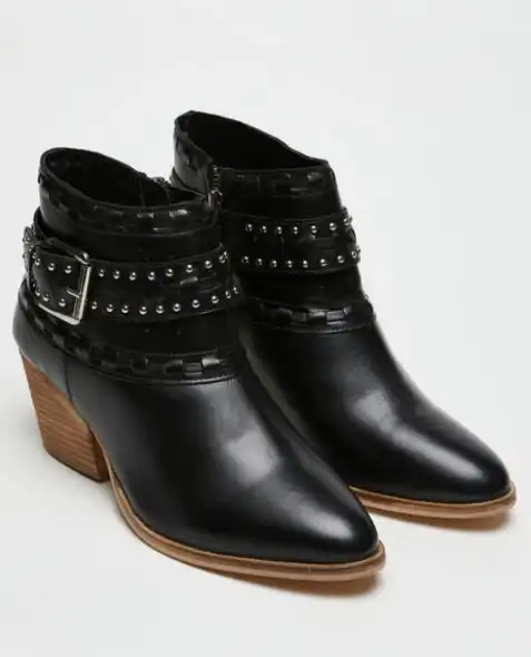 Temp Leather Ankle Boot Black
