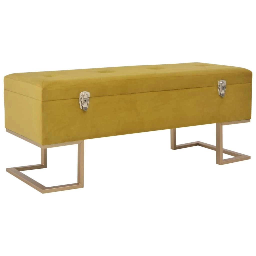 Bench with Storage Compartment 105 cm Mustard Velvet 247571