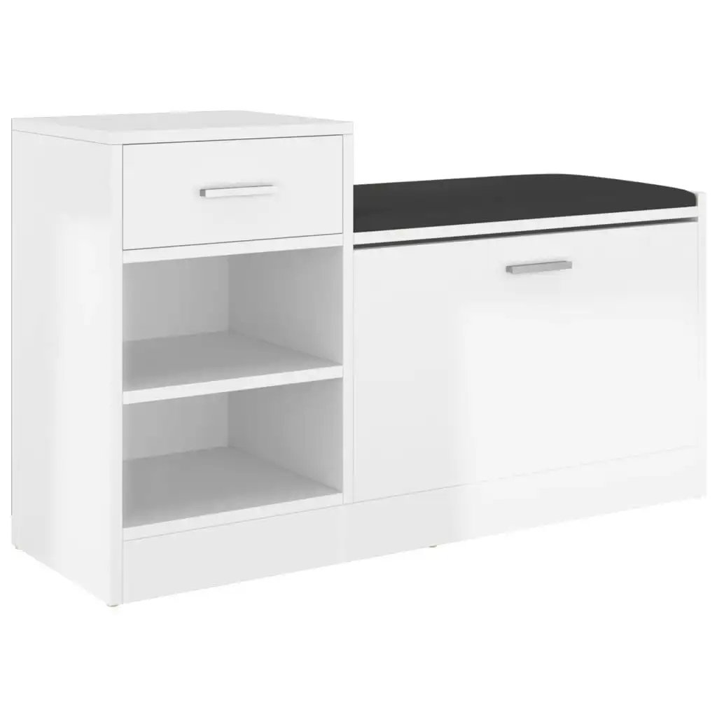 Shoe Bench High Gloss White 94.5x31x57 cm Engineered Wood 326747