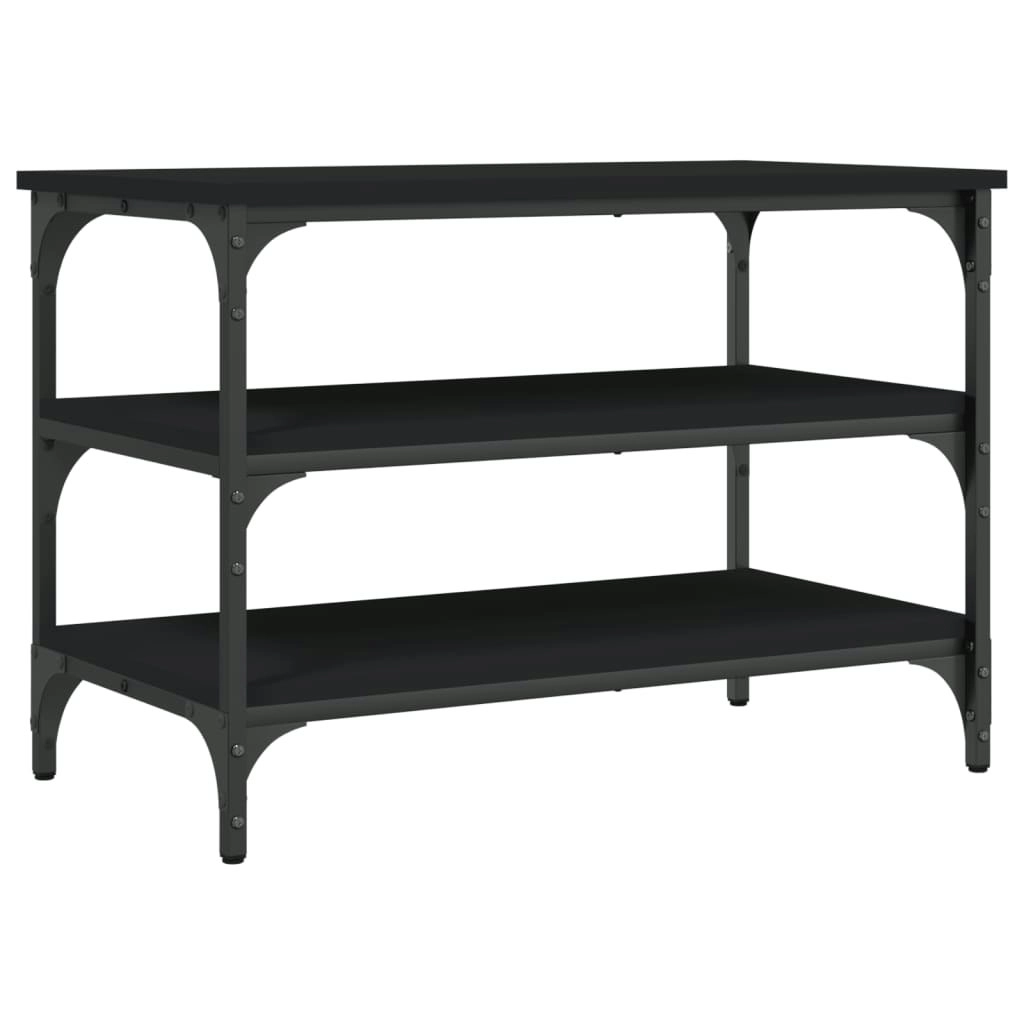 Shoe Bench Black 70x38.5x49 cm Engineered Wood 839038