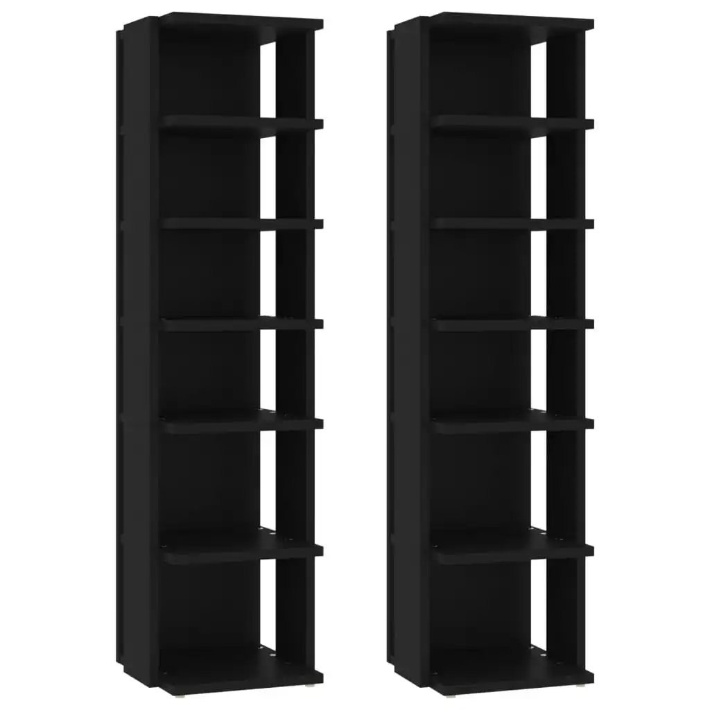 Shoe Cabinets 2 pcs Black 27.5x27x102 cm 808488