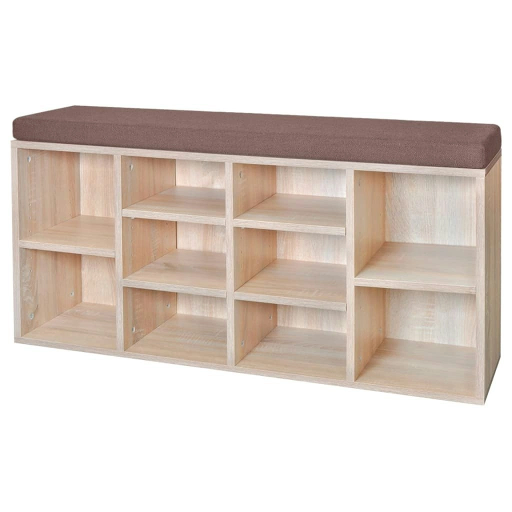 Shoe Storage Bench 10 Compartments Oak Colour 242555