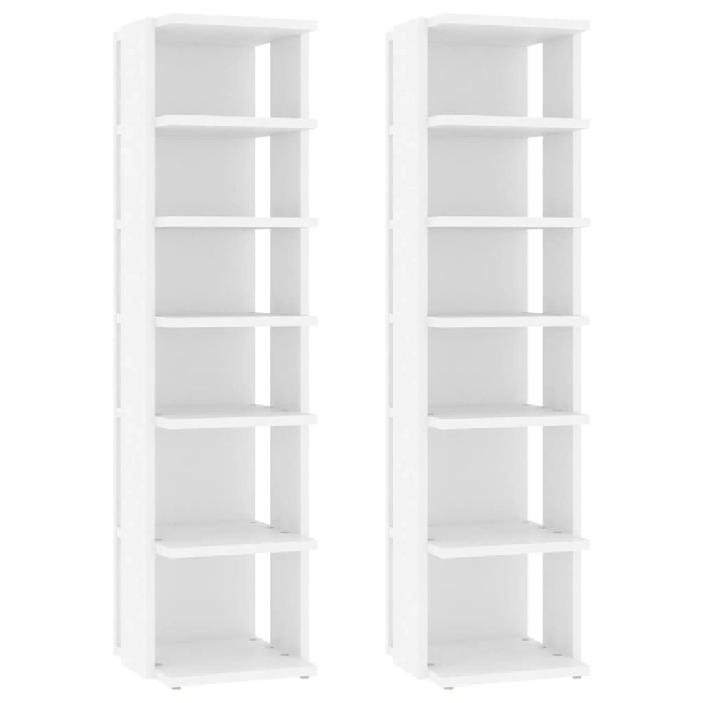 Shoe Cabinets 2 pcs White 27.5x27x102 cm Engineered Wood 808486