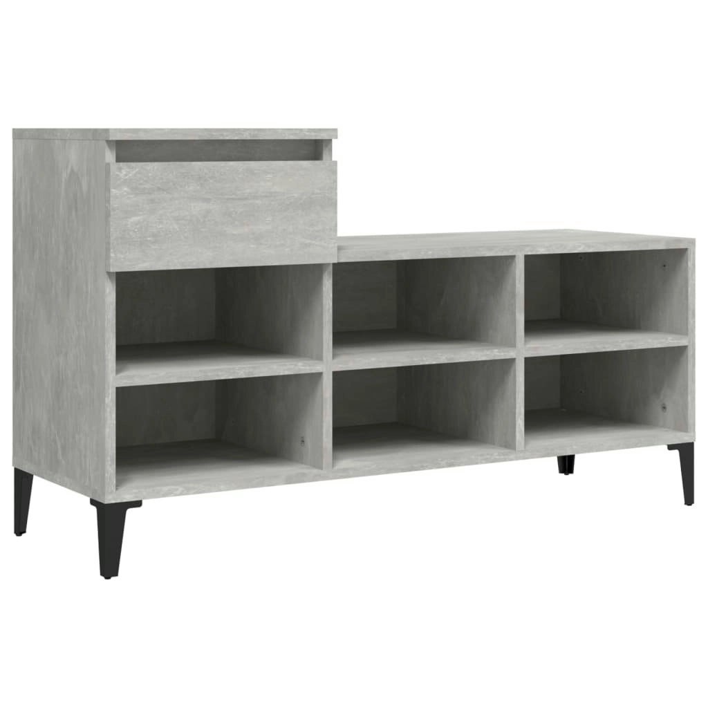 Shoe Cabinet Concrete Grey 102x36x60 cm Engineered Wood 821216