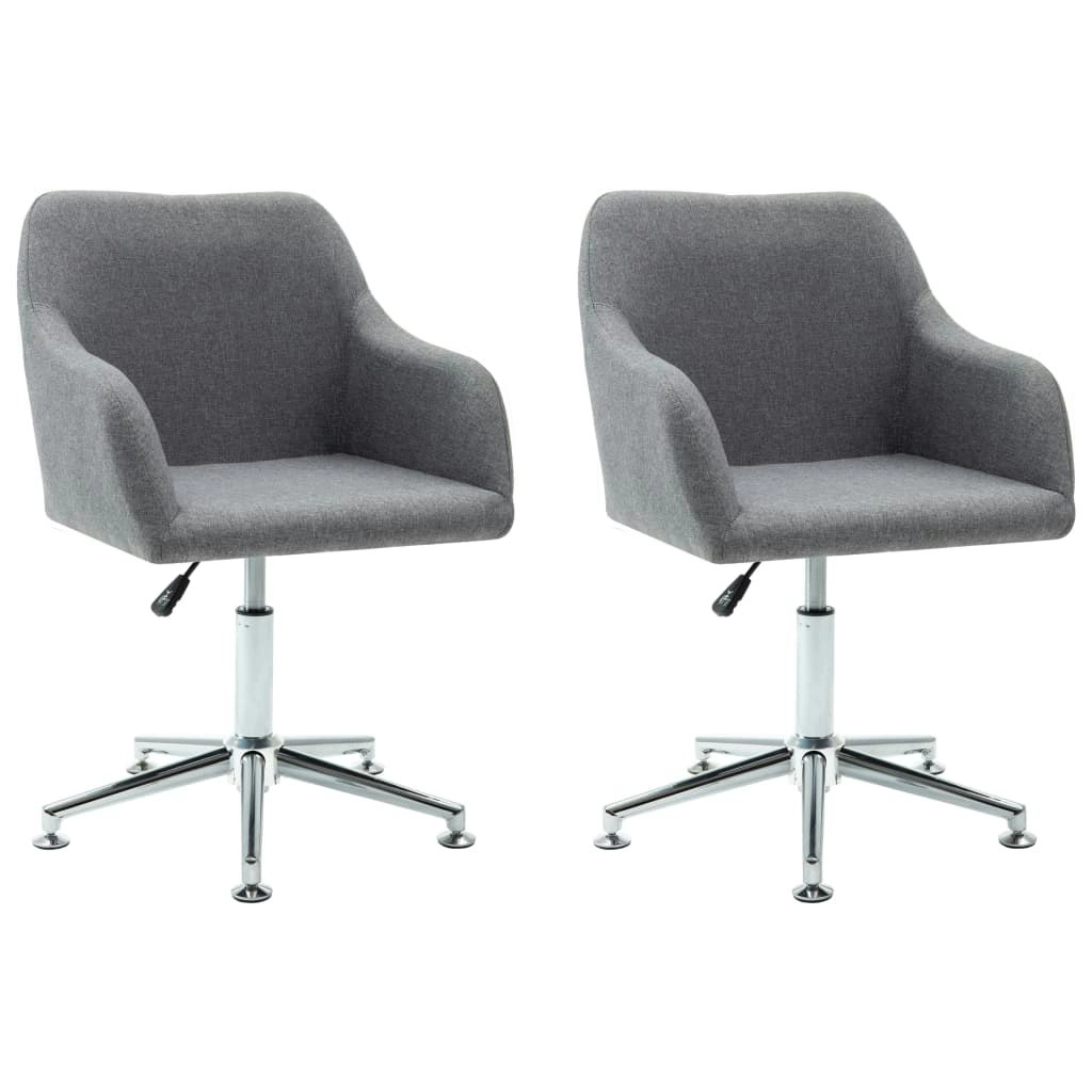 2x Swivel Dining Chairs Light Grey Fabric 323041