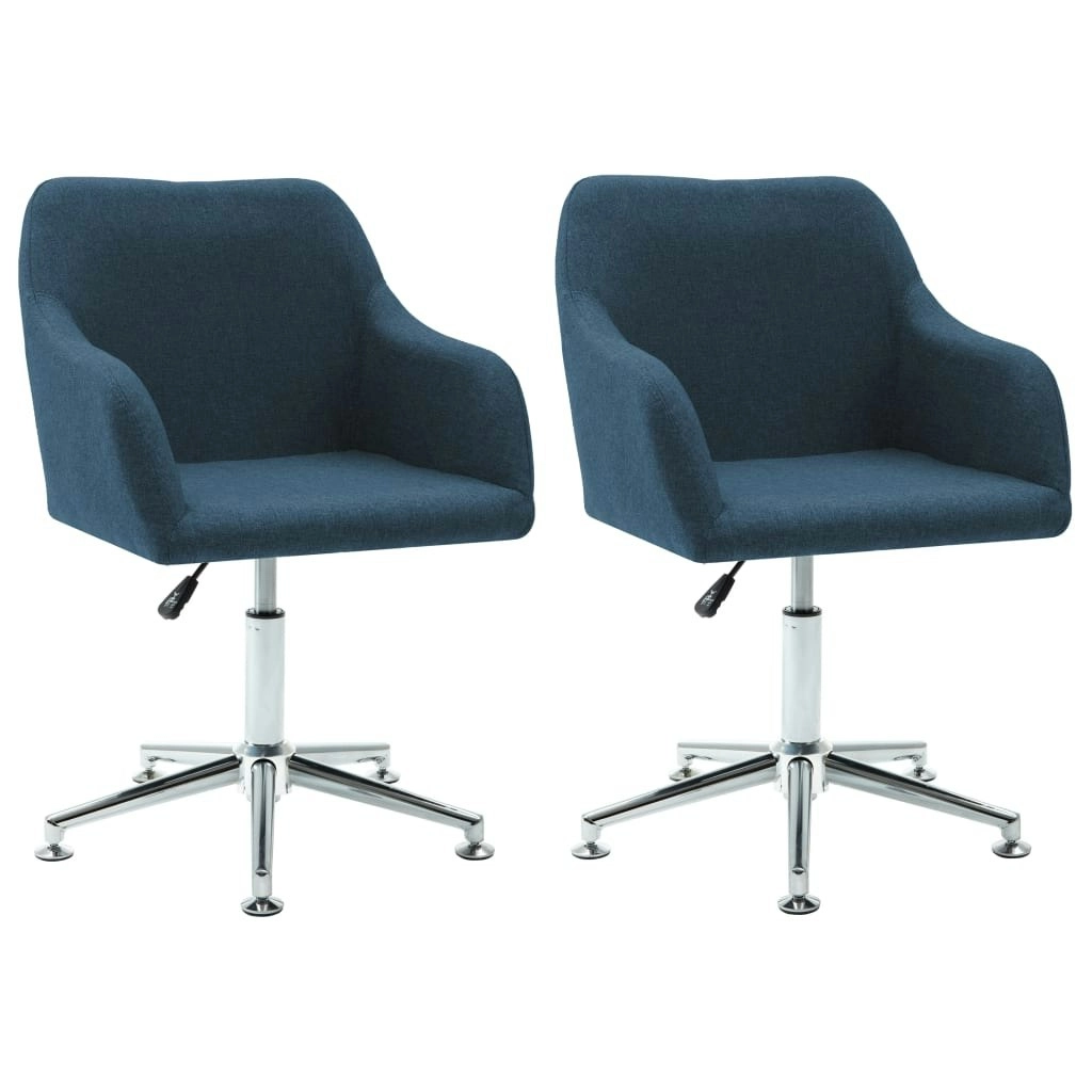 2x Swivel Dining Chairs Blue Fabric 323045