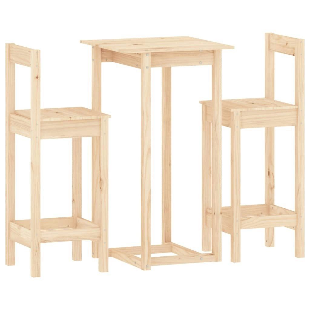 3 Piece Bar Set Solid Wood Pine 3124732