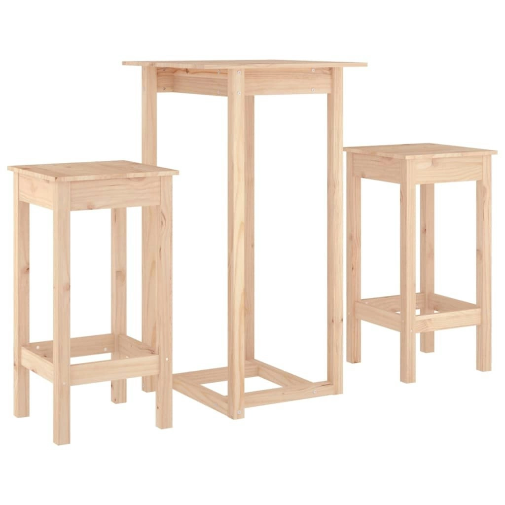 3 Piece Bar Set Solid Wood Pine 3124727