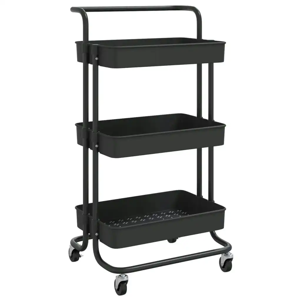 3-Tier Kitchen Trolley Black 42x35x85 cm Iron and ABS 336335