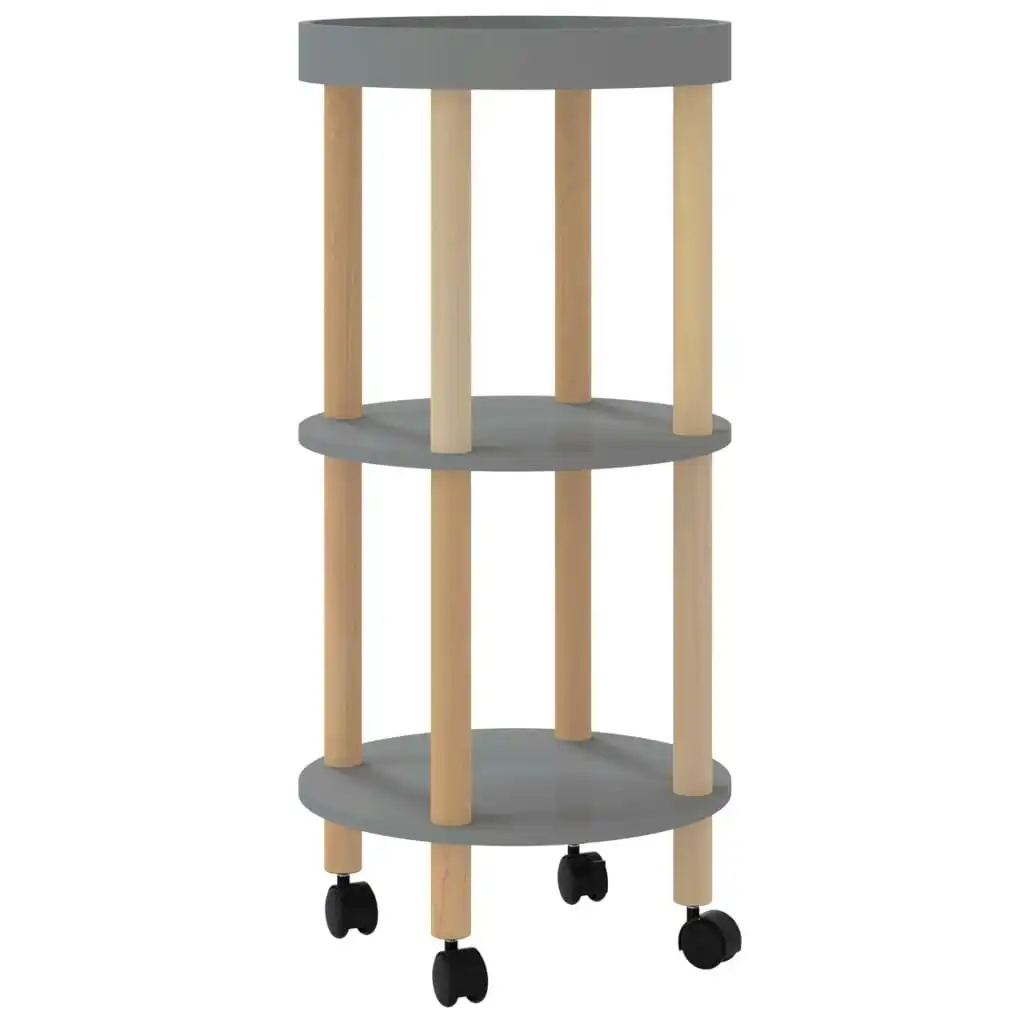 3-tier Trolley Grey 38x38x82cm Engineered Wood&Solid Wood Pine 345602