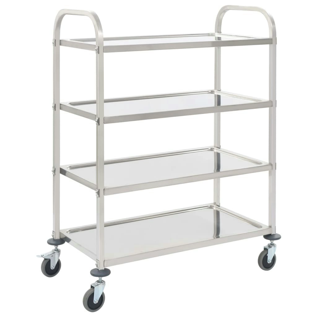 4-Tier Kitchen Trolley 107x55x125 cm Stainless Steel 50916