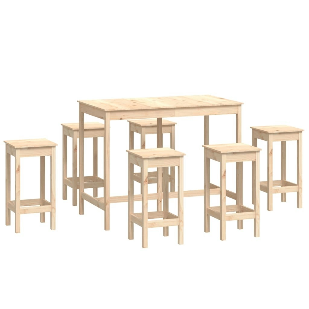 7 Piece Bar Set Solid Wood Pine 3124707